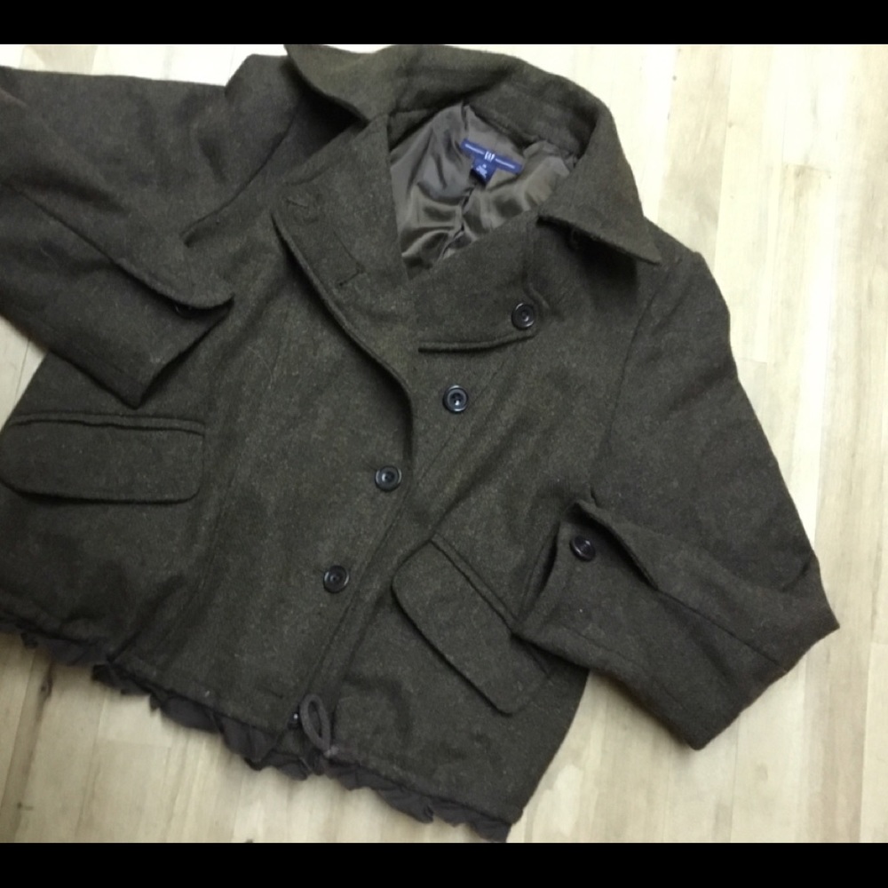 Gap Medium Dark Olive Wool Button Lined Jacket - image 1